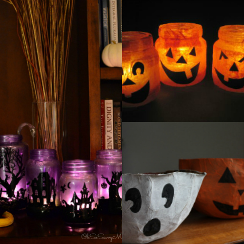 collage of recycled Halloween crafts