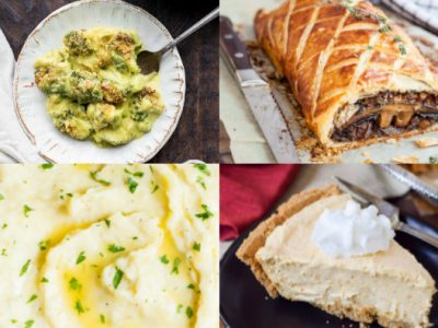 collage of vegan thanksgiving recipes