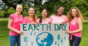 people holding a sign that says earth day