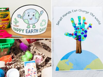 collage of earth day crafts
